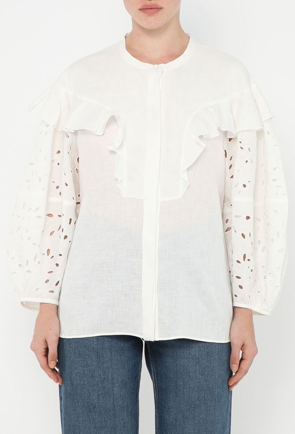 Chloé Pre-Fall 2022 Linen Eyelet Blouse - 1