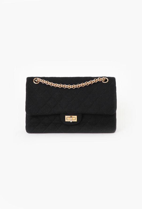 Chanel Black Jersey 2.55 Medium Flap Bag - 1