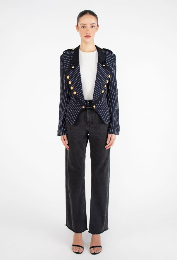 Balenciaga ICONIC S/S 2005 Pinstripe Nautical Jacket - 2