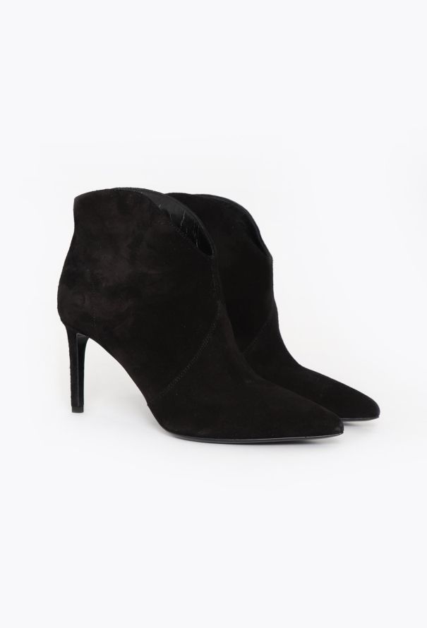 Saint Laurent Suede Stiletto Ankle Boots - 2 Saint Laurent Suede Stiletto Ankle Boots - 2