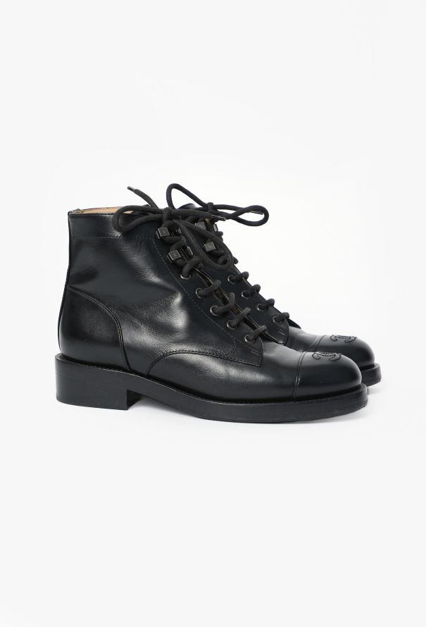 Chanel 2021 Cap-Toe Combat Ankle Boots - 2