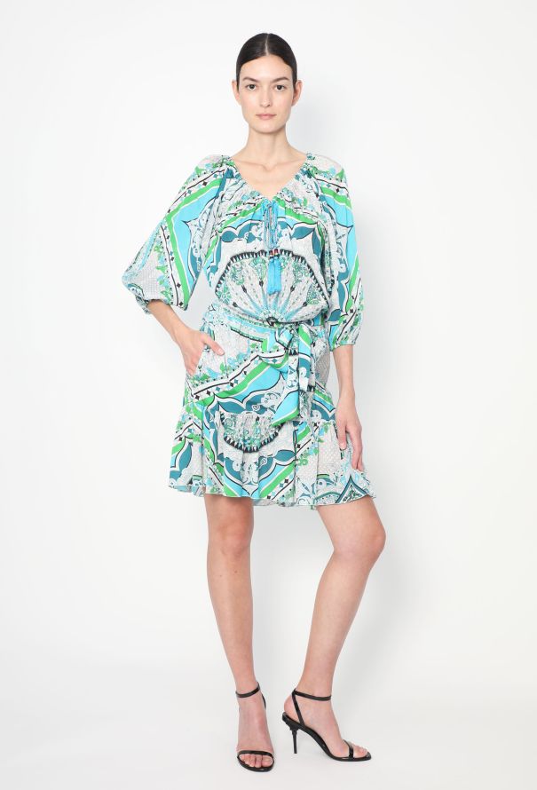Emilio Pucci Resort 2014 Silk Graphic Belted Dress - 1