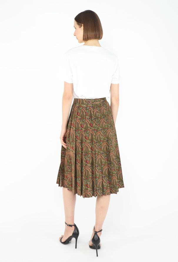 Hermès '70s Floral Pleated Silk Skirt - 4