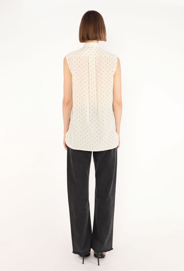 Céline Polka Dot Silk Lavallière Blouse - 5