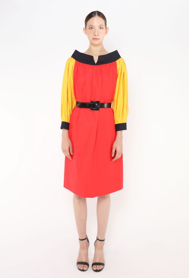 Saint Laurent S/S 1980 Poplin Colorblock Dress - 4 Saint Laurent S/S 1980 Poplin Colorblock Dress - 4