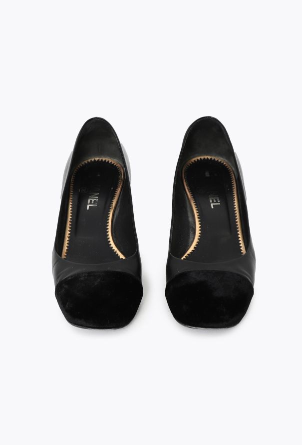 Chanel Velvet Trim Cap-Toe Pumps - 3