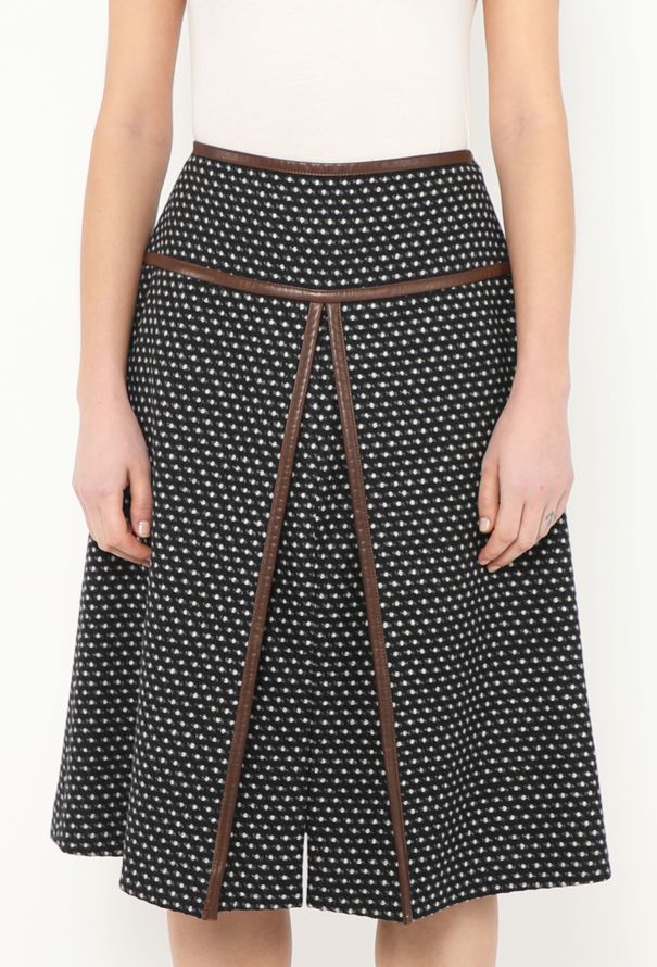 Prada 2014 Dotted Leather Trim Skirt - 2 Prada 2014 Dotted Leather Trim Skirt - 2