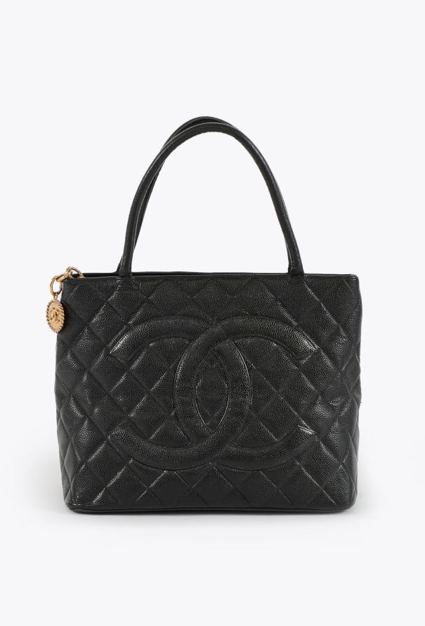 Chanel Vintage Caviar Medallion Tote Bag - 1