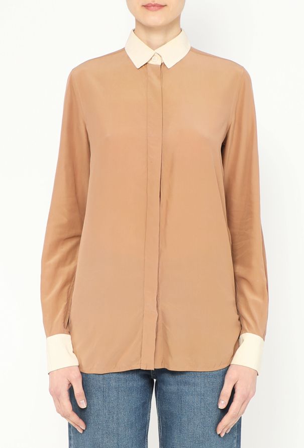 Céline Classic Bicolor Silk Blouse - 1