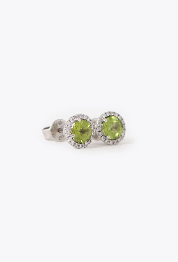 Modern Fine Jewelry 18K White Gold & Peridot Stud Earrings - 3