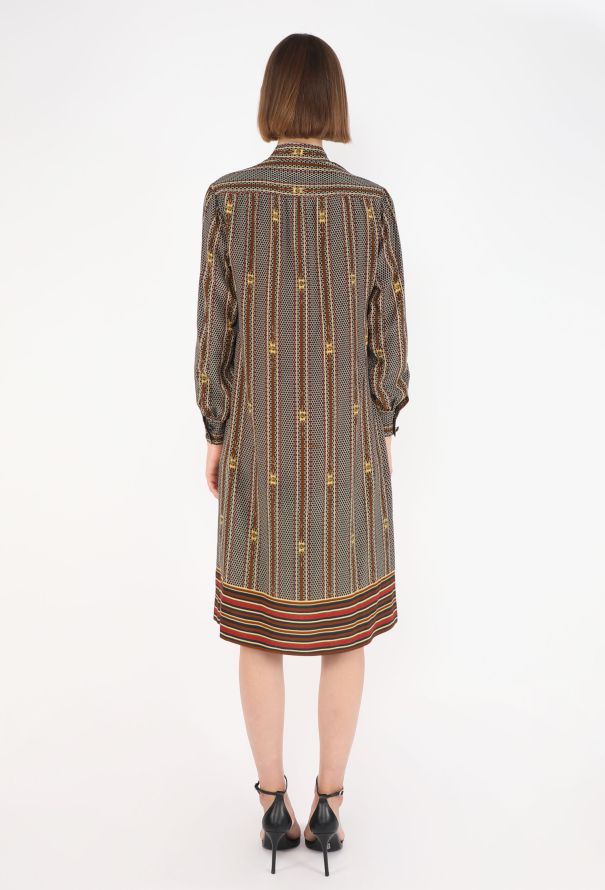 Gucci Equestrian Print Silk Dress, 1970s - 5
