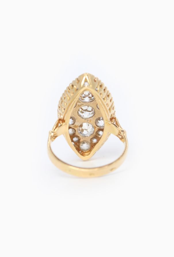 Vintage Fine Jewelry 18k Yellow Gold & Diamond Marquise Ring - 5 Vintage Fine Jewelry 18k Yellow Gold & Diamond Marquise Ring - 5