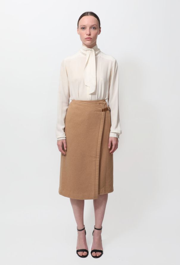 Hermès Vintage Camel Wrap Skirt - 1