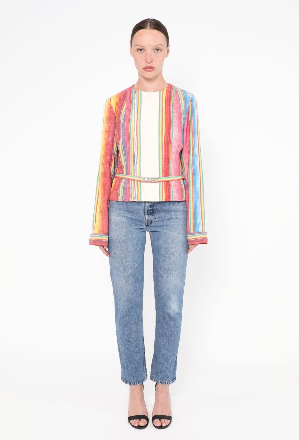 Dior 2002 Rainbow Belted Cotton Jacket - 3