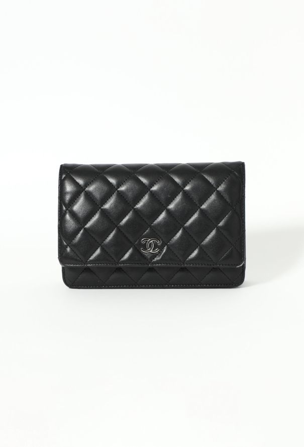 Chanel Quilted Wallet on Chain WOC Chain Around Black Lambskin