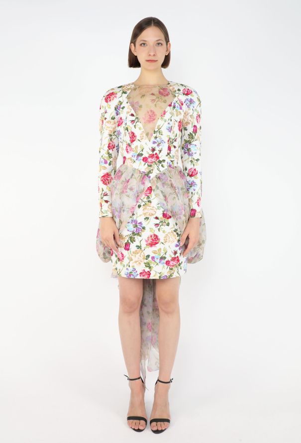 Azzaro Vintage Floral Chiffon Cocktail Dress - 2
