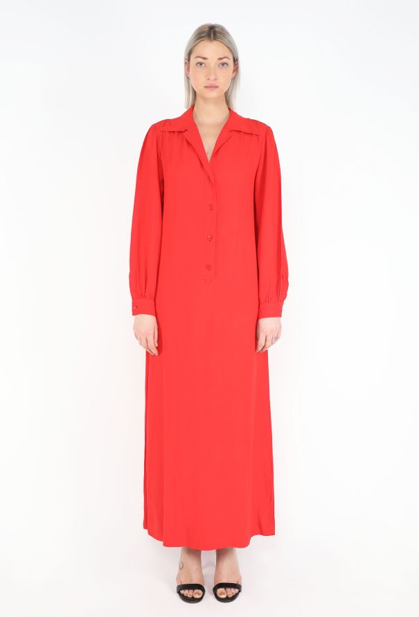 Saint Laurent S/S 1975 Collared Crêpe Maxi Dress - 3