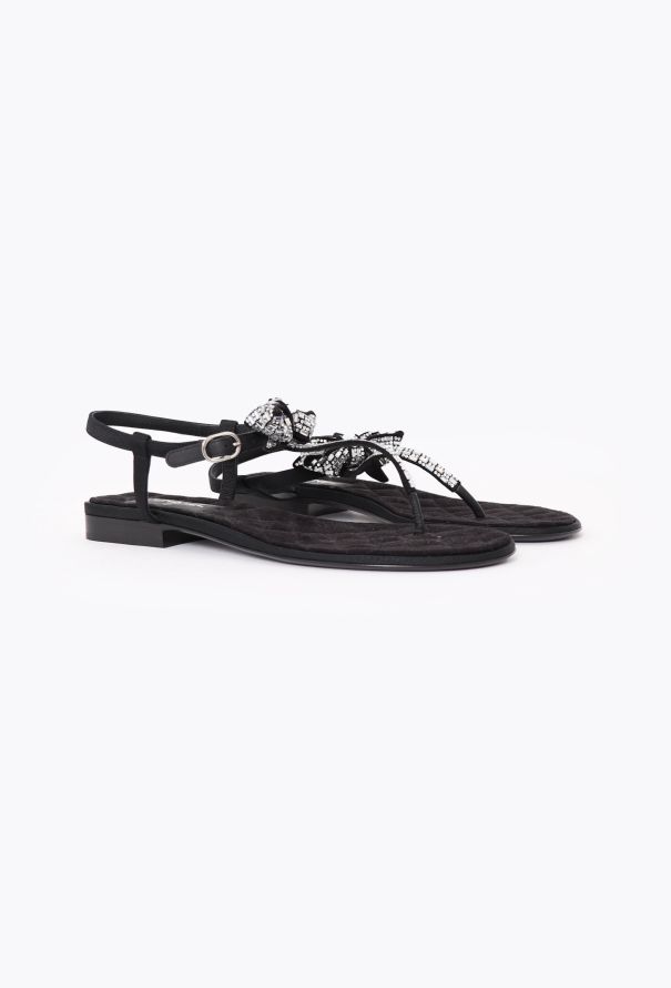 靴 Chanel tweed bow sandals 靴 Chanel tweed bow sandals CHANEL Tweed Grosgrain Bow