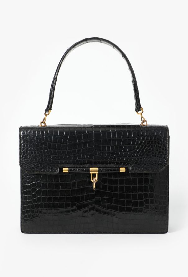 Hermès Vintage Black Porosus Palonnier Bag - 1