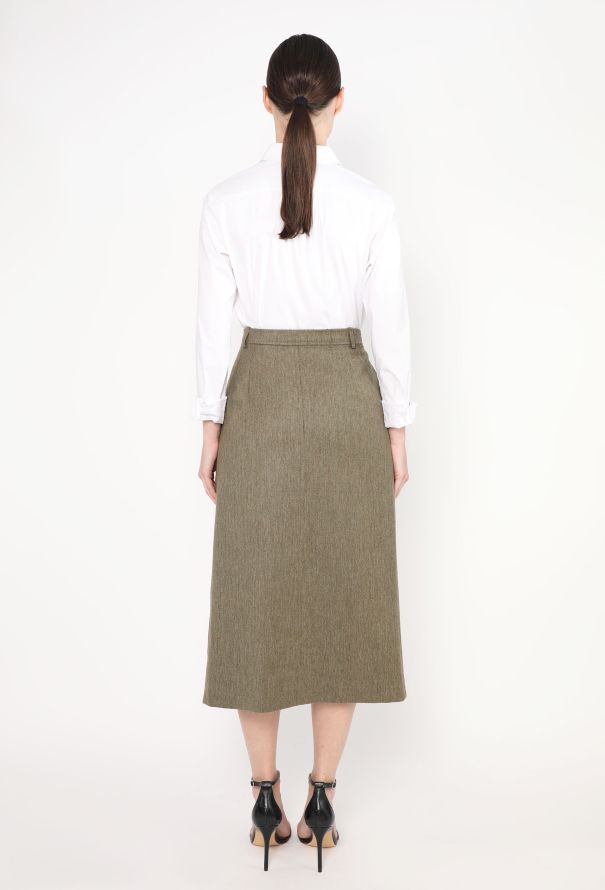 Saint Laurent Late '70s Pleated Button Skirt - 4