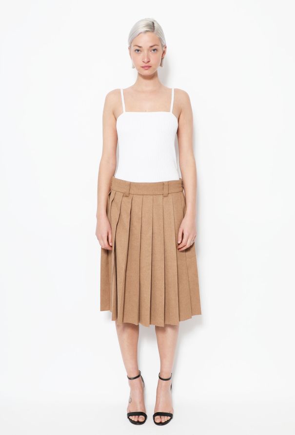 S/S  Camel Pleated Skirt   Authentic & Vintage   ReSEE