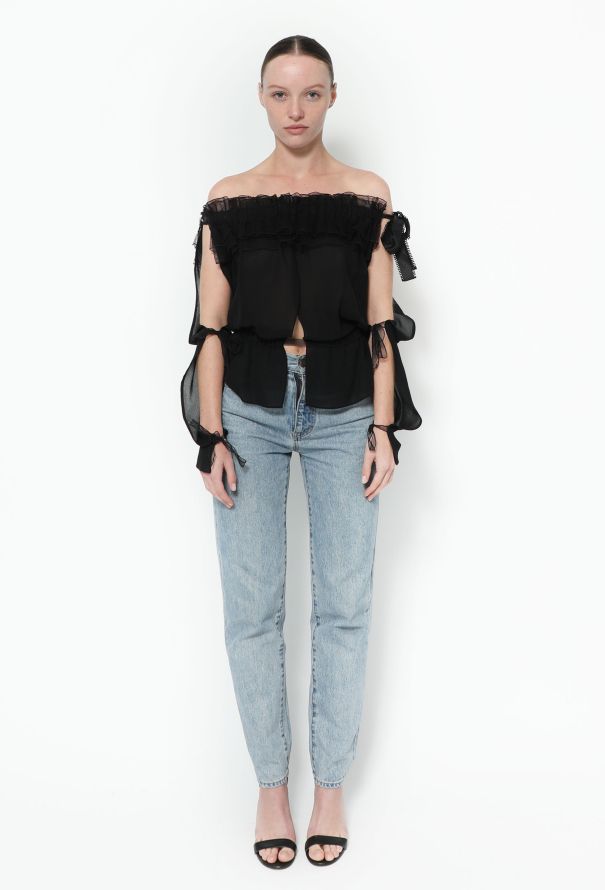 Saint Laurent F/W 2001 Ruffled Off-Shoulder Top - 3