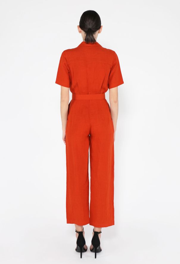 Saint Laurent Belted Linen Jumpsuit, 1990s - 4