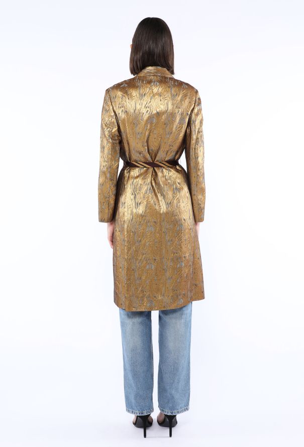 Dries Van Noten Ravik Metallic Jacquard Belted Coat - 6