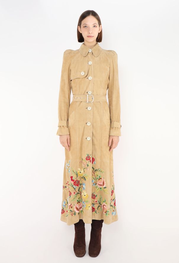 Dior STUNNING S/S 2005 Suede Embroidered Trench - 1 Dior STUNNING S/S 2005 Suede Embroidered Trench - 1