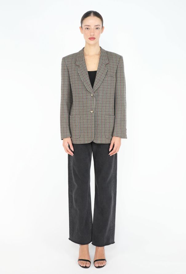 Burberry '70s Houndstooth Wool Blazer - 1