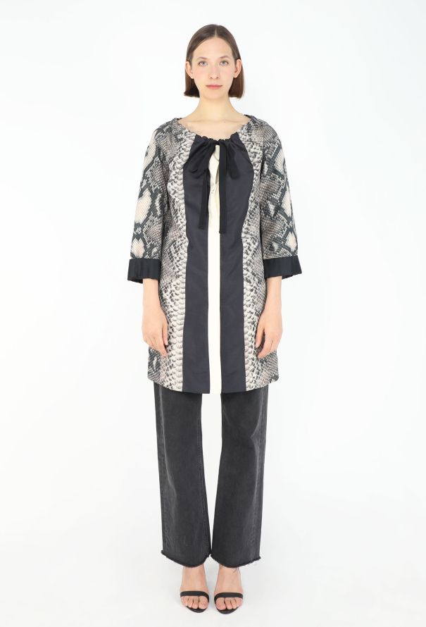 Prada 2009 Snake Print Belted Silk Jacket - 5