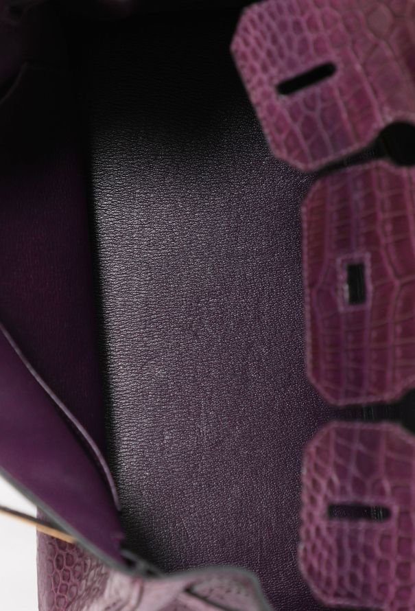 Hermès RARE Matte Améthyste Porosus Birkin 30 - 13