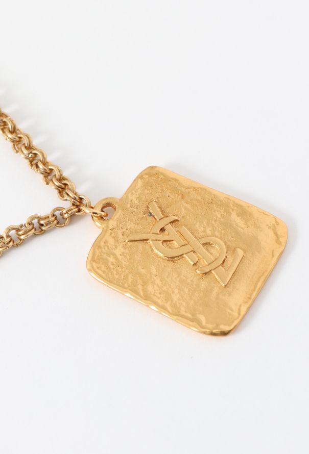 Saint Laurent Vintage Hammered Logo Sautoir - 3 Saint Laurent Vintage Hammered Logo Sautoir - 3