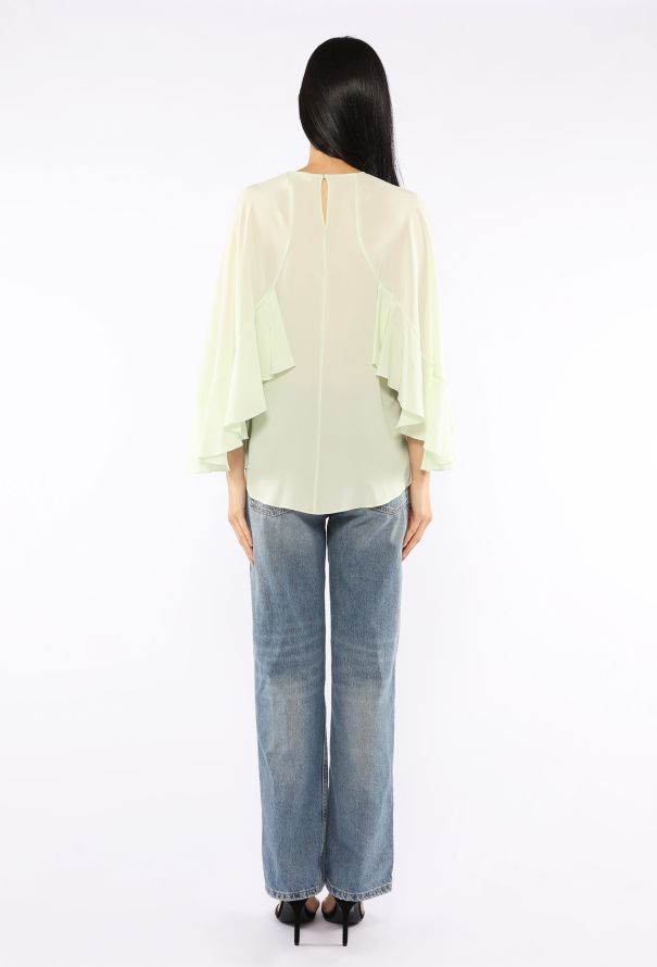 Chloé Ruffle Cape Sleeve Blouse - 4