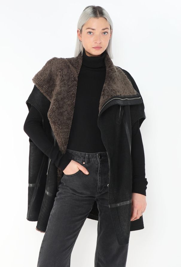 Rick Owens Oversized Shearling-Lined Biker Vest - 5
