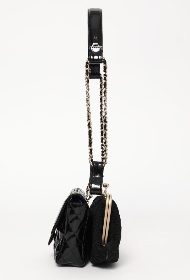 Chanel S/S 2010 Patent & Lace Mini Double Bag - 5
