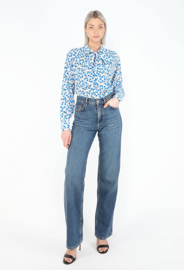 Saint Laurent Early '80s Poppy Lavallière Blouse - 5