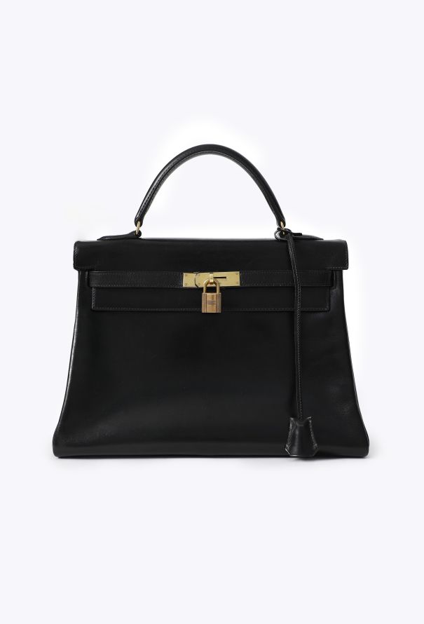 Hermès Vintage Black Box Kelly Retourné 32 - 1