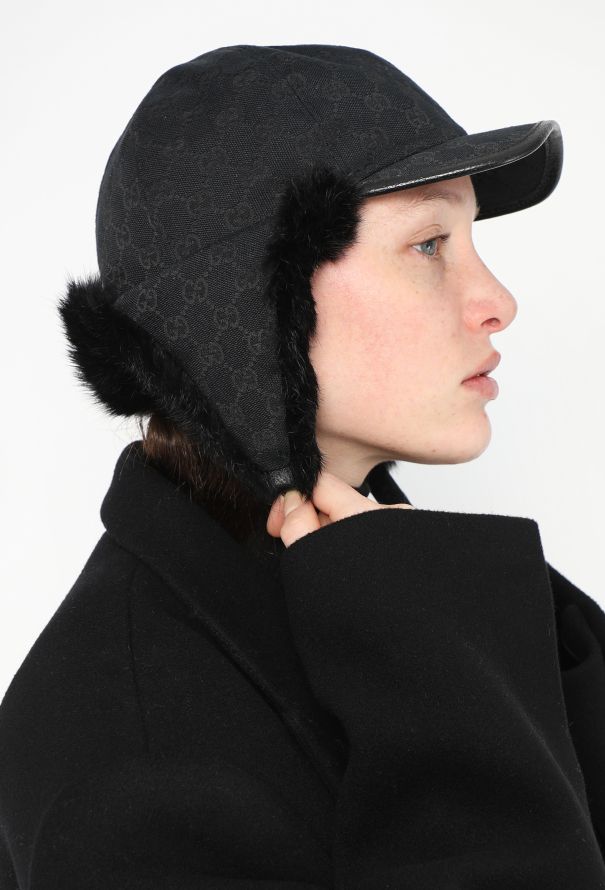 Gucci Rabbit Fur Monogram Cap - 1