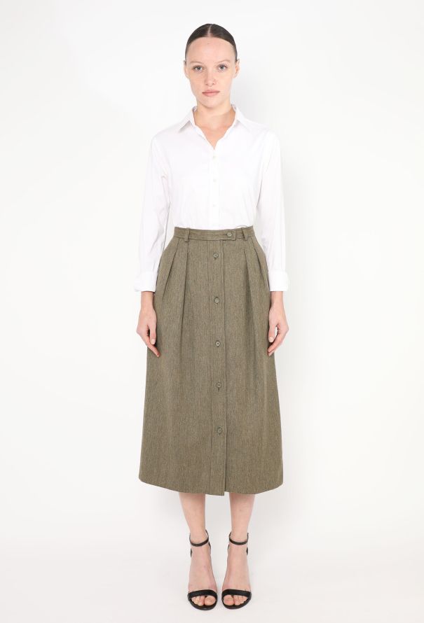 Saint Laurent Late '70s Pleated Button Skirt - 1