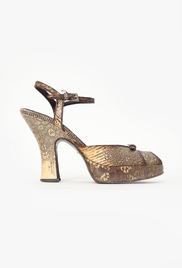 Prada F/W 2000 Tonal Lizard Pumps - 1
