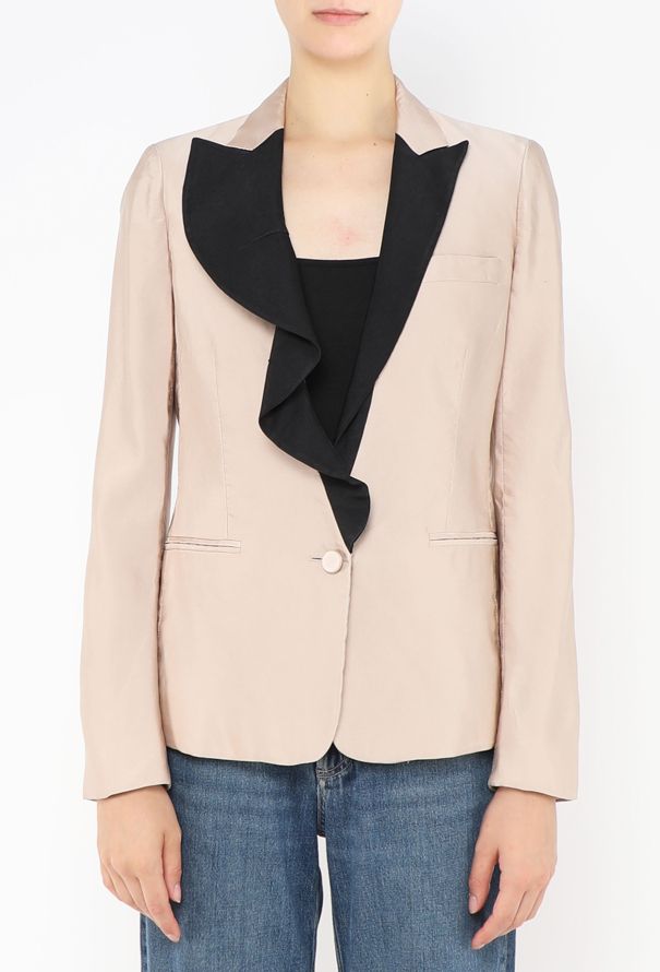 Valentino Ruffled Silk Smoking Blazer - 1
