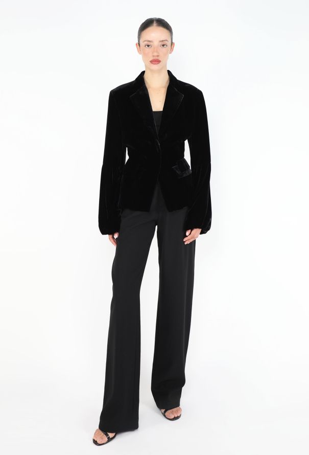 Gucci 1999 Velvet Bell-Sleeve Blazer - 4