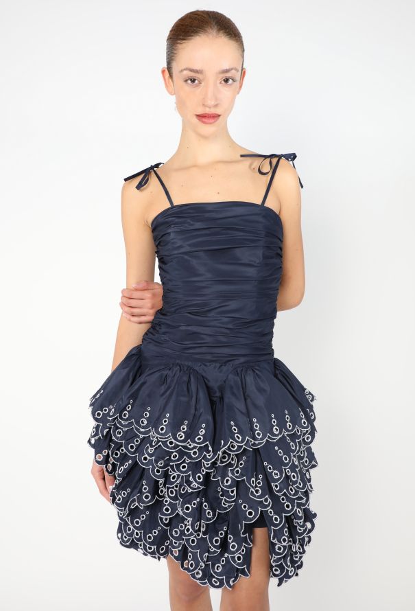 Angelo Tarlazzi Ruffled Taffeta Dress - 1