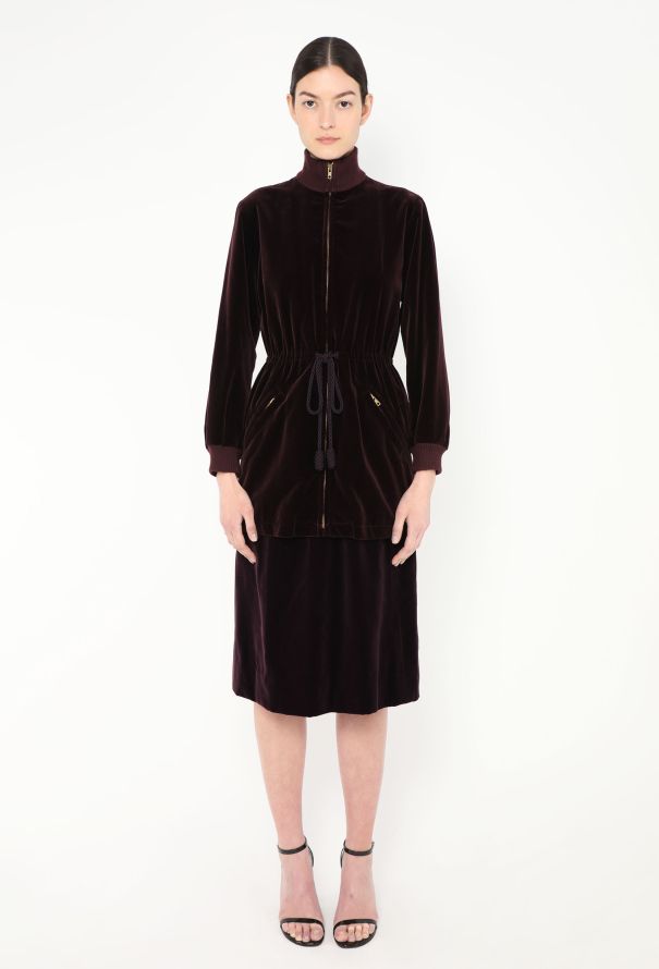 Saint Laurent RARE 1976 Velvet Bomber Jacket Ensemble - 5 Saint Laurent RARE 1976 Velvet Bomber Jacket Ensemble - 5