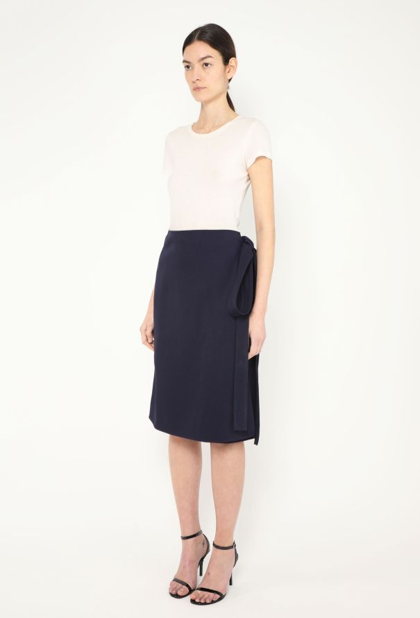 Céline F/W 2014 Navy Wrap Skirt - 4
