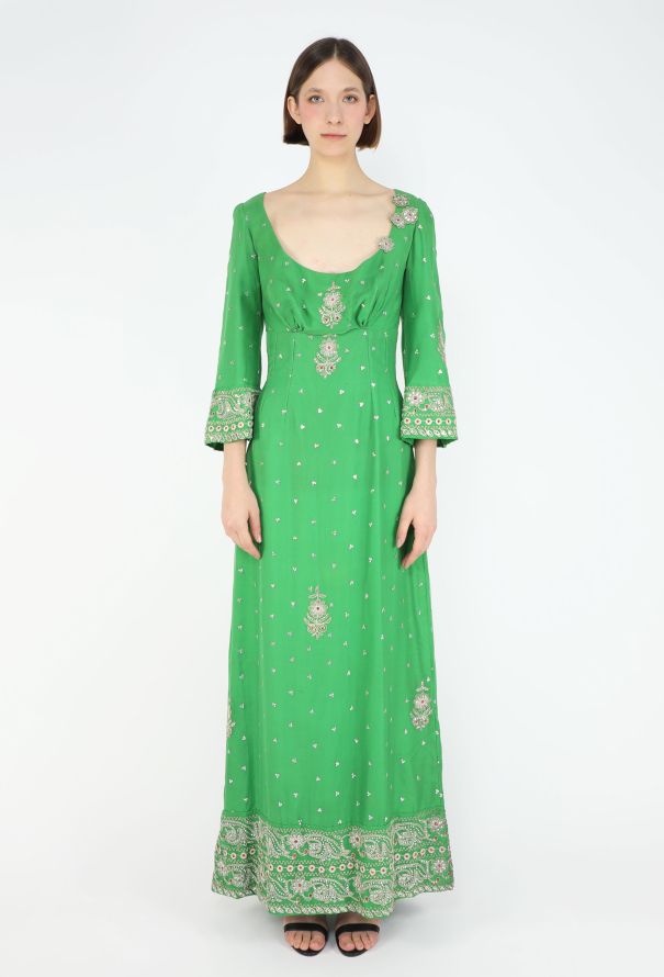 World Treasures '70s Authentic Embroidered Zardozi Silk Gown - 1