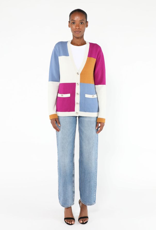 Chanel F/W 2020 Colorblock Cashmere Cardigan - 4 Chanel F/W 2020 Colorblock Cashmere Cardigan - 4