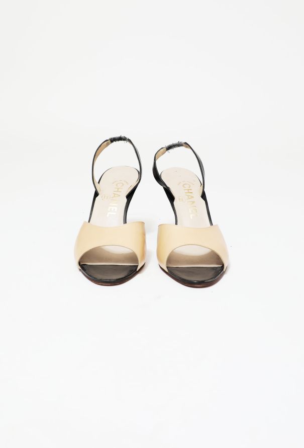 Classic Bicolor Slingback Sandals, Authentic & Vintage
