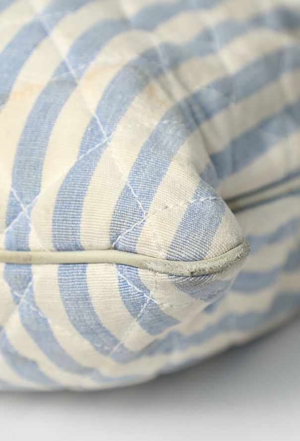 Chanel Vintage Quilted Striped Canvas Tote Bag - 9